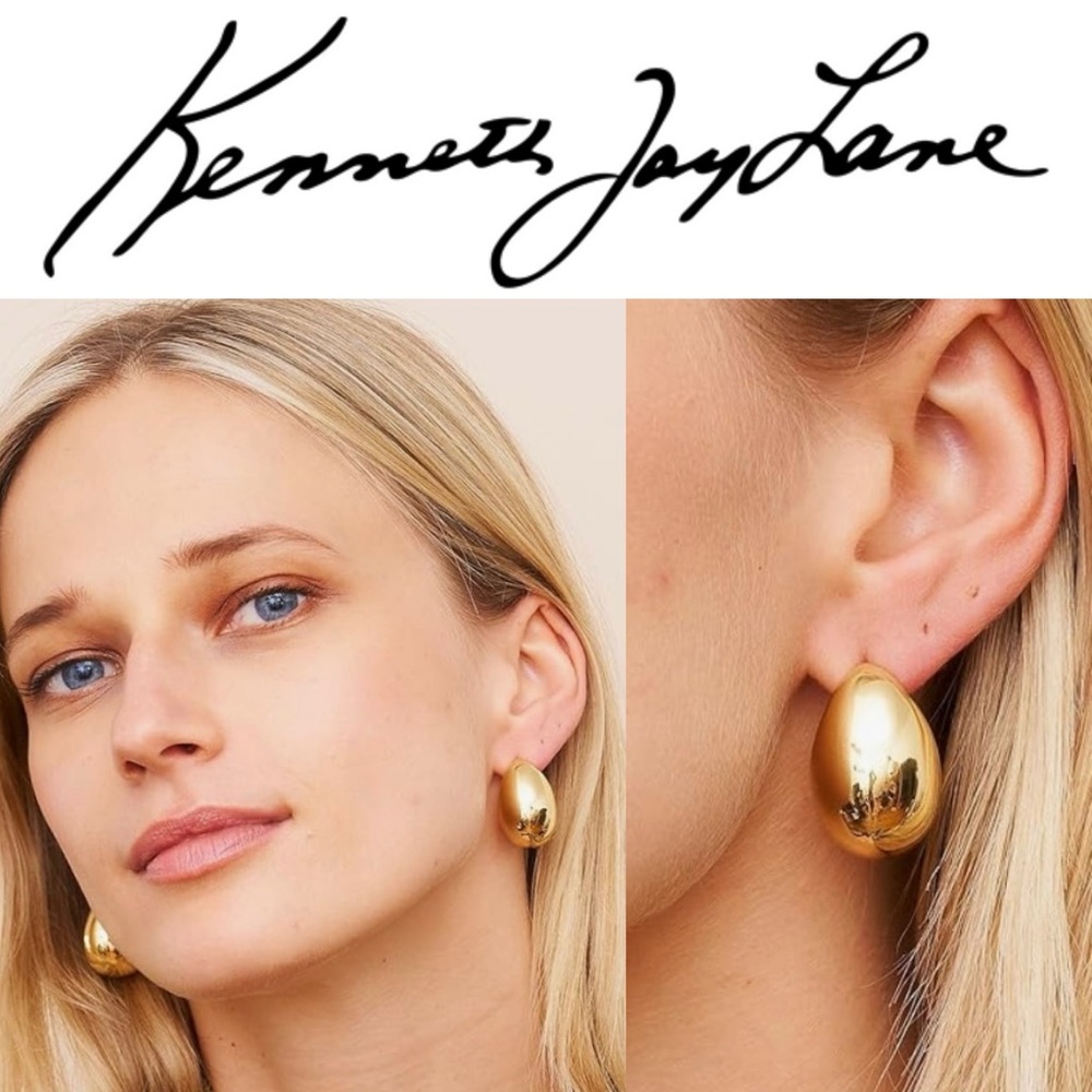 Kenneth Jay Lane “Couture Collection” Polished Gold Dome Earrings